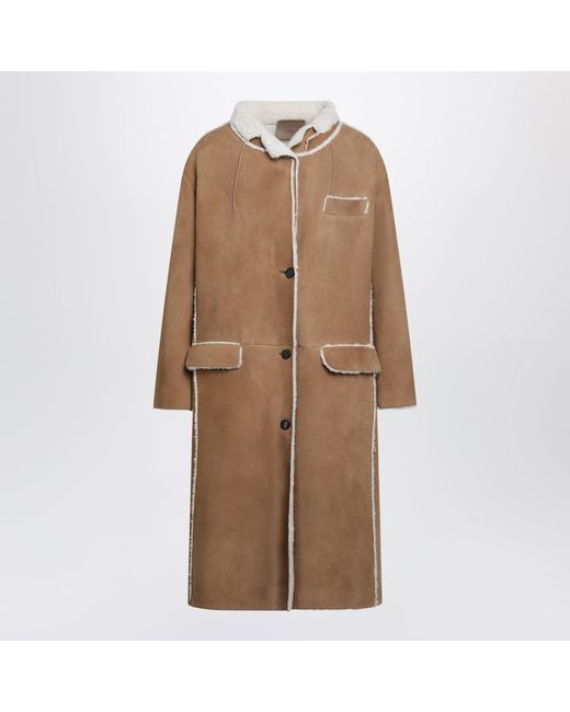 Prada Brown Camel Shearling Coat