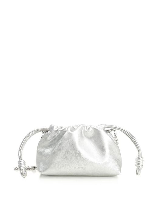 Loewe White Mini "Flamenco Clutch" Bag