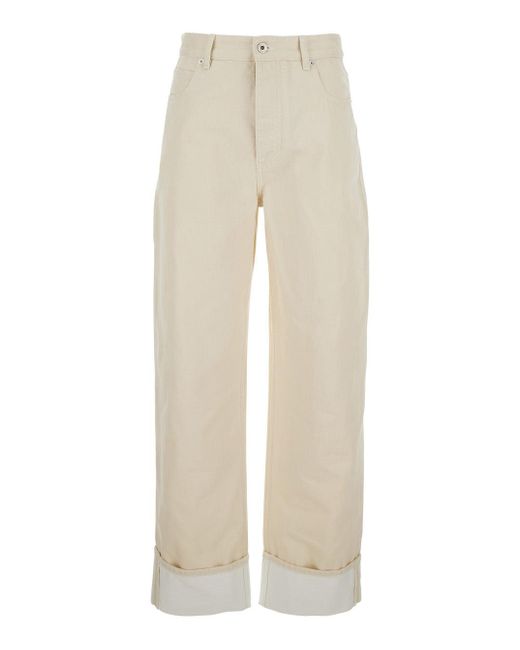 Bottega Veneta Natural Jeans With Cuffs On The Edges And Removable Patch With Hare On The Back