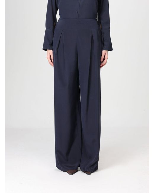Max Mara Pure Blue Pure Stretch Silk Palazzo Trousers Max Mara