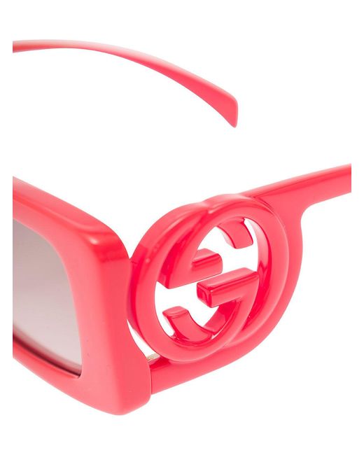 Gucci Pink 'Gg1325S' Rectangular Sunglasses With Interlocking Gg Cut-Out