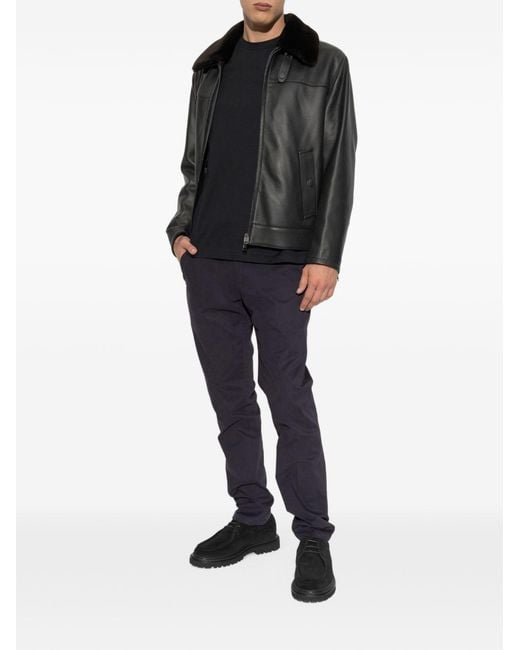 Brioni Black Leather Jacket for men