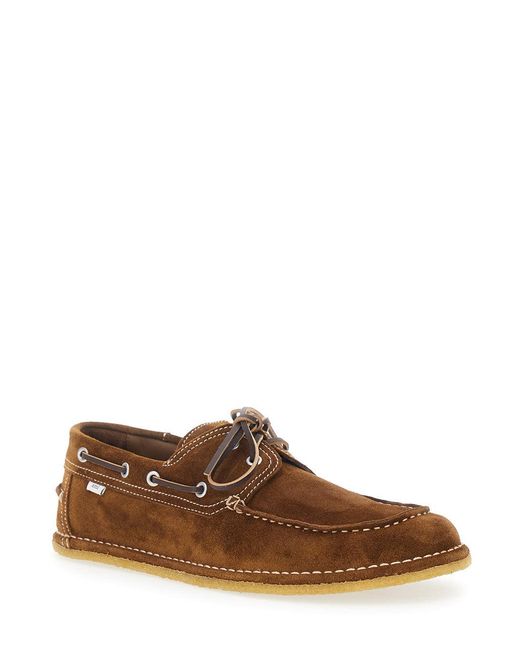AMI Brown Loafers 'Boat Shoes' With Rounded Toe And Rubber Sole for men