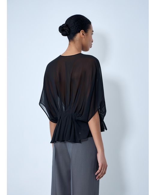 Max Mara Blue Sheer Button-Front Blouse