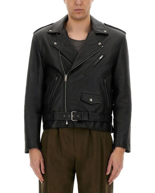 Saint Laurent Black Leather Biker Jacket for men