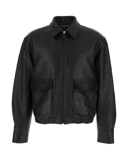 Saint Laurent Black Jacket 'Classic Collar Jacket With Two Flap Pockets On T for men