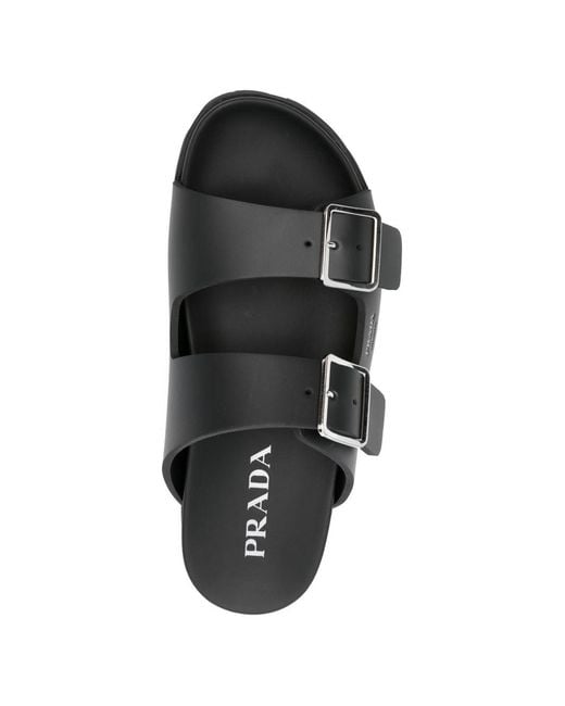 Prada Black Flat Sandals for men