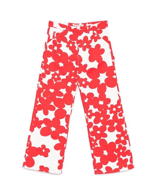 Marni Red Dillies Print Cargo Pants for men