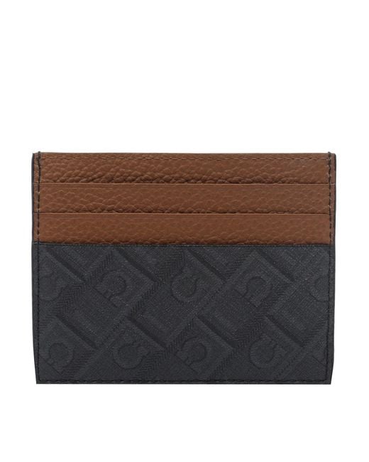 Ferragamo Brown Monogram Cards Holder for men