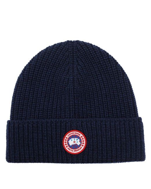 Canada Goose Blue Logo Rib Toque Hat for men