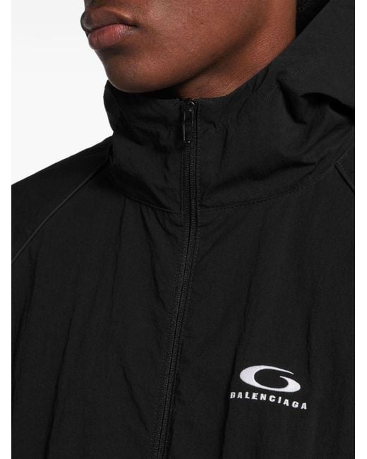 Balenciaga Black Logo Hooded Jacket for men