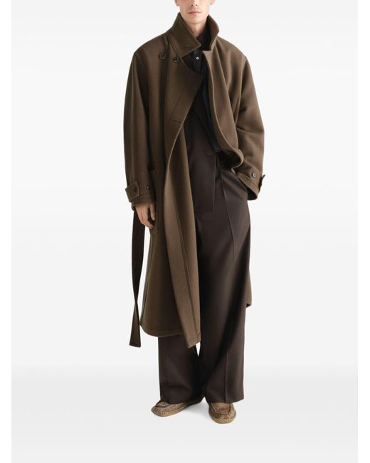 Lemaire Brown Wool Wrap Coat for men