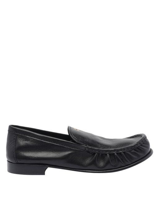 Miu Miu Black Lettering Logo Buffalo Loafers