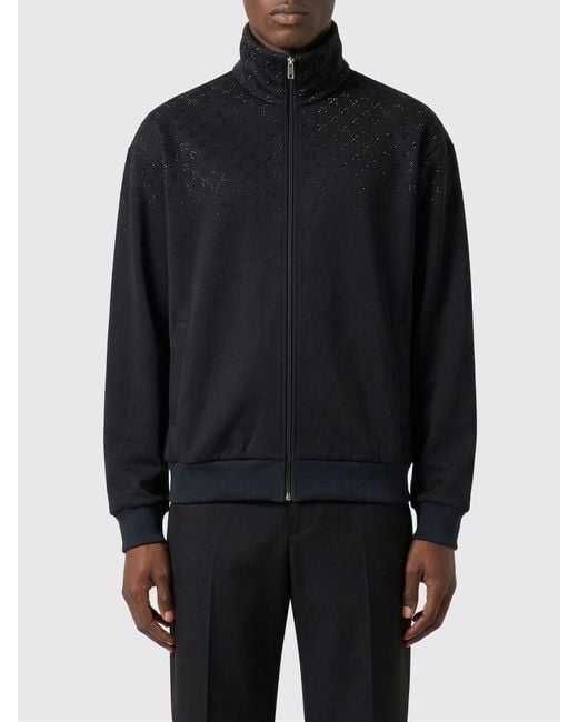 Gucci Blue Technical Jersey Zip Jacket With Crystals for men