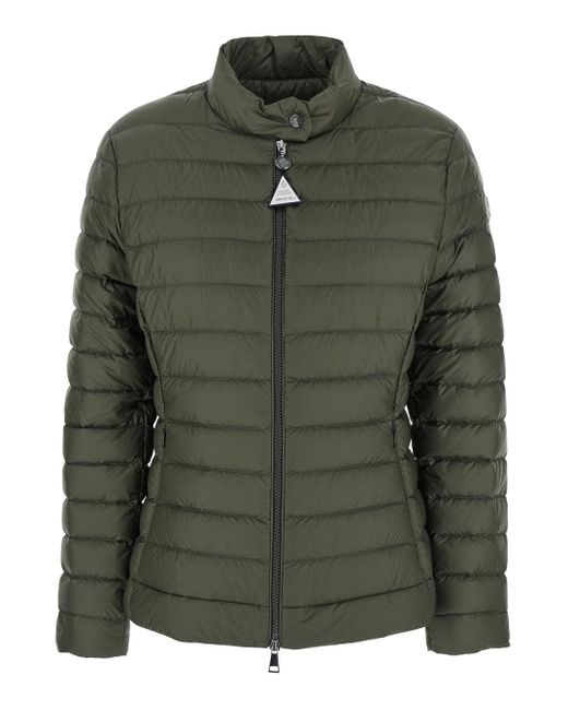 Moncler Green 'Igelle' Down Jacket With Logo Plaque On The Zip Puller And Logo Patch On The Sleeve