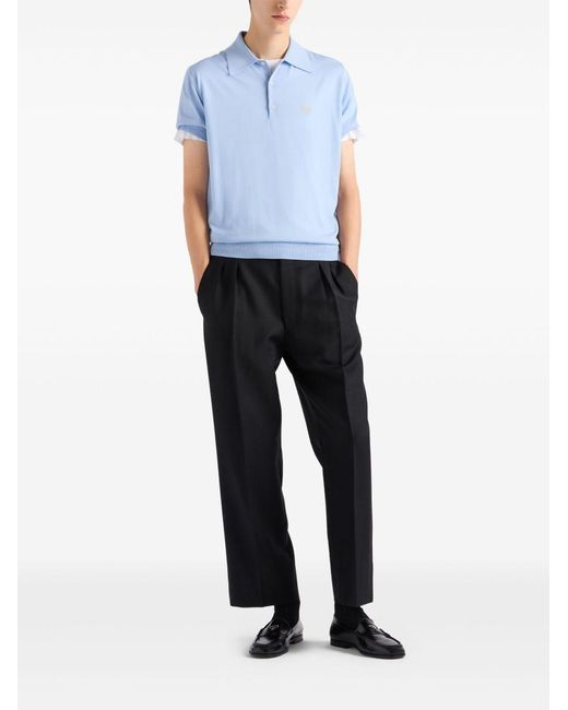 Prada Blue Polo-Neck Sweater for men