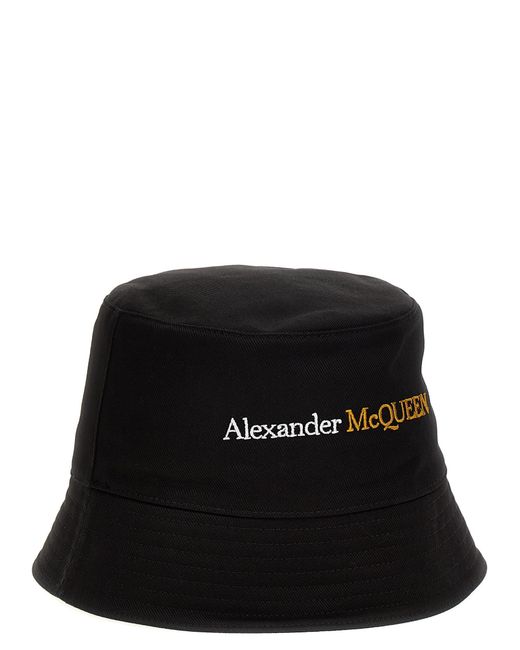 McQueen Black Mcqueen Logo Bucket Hat for men