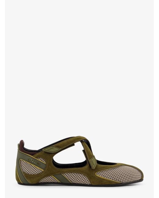 The Attico Green Floor 01 Mesh And Suede Ballerinas Flat
