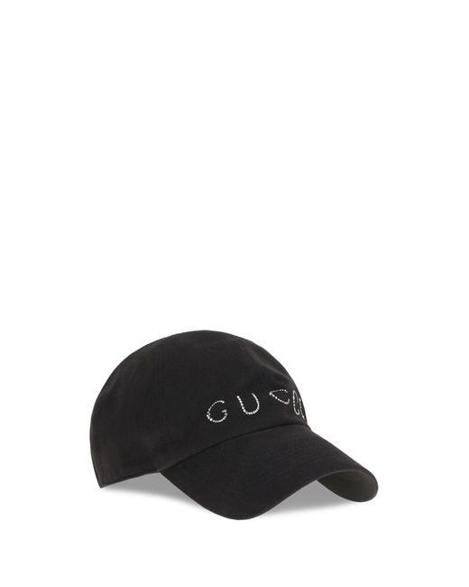 Gucci Black Rhinestone Logo Baseball Cap
