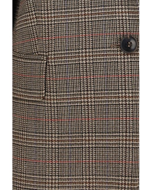 Max Mara Brown Checked Pattern Wool Blazer