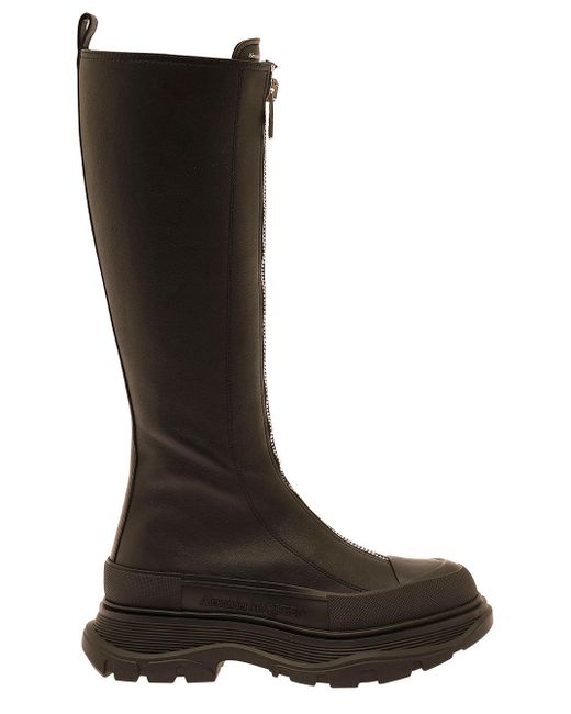 Alexander McQueen Black 'Tread Slick' Boots With Embossed Logo And Chunky Platform for men