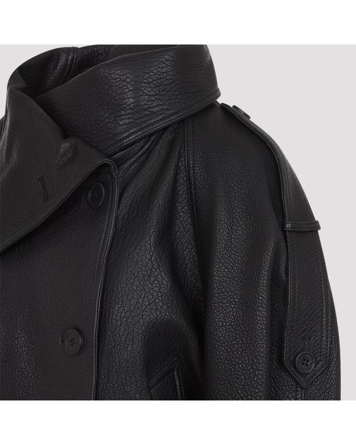 Acne Black Leather Bomber Jacket