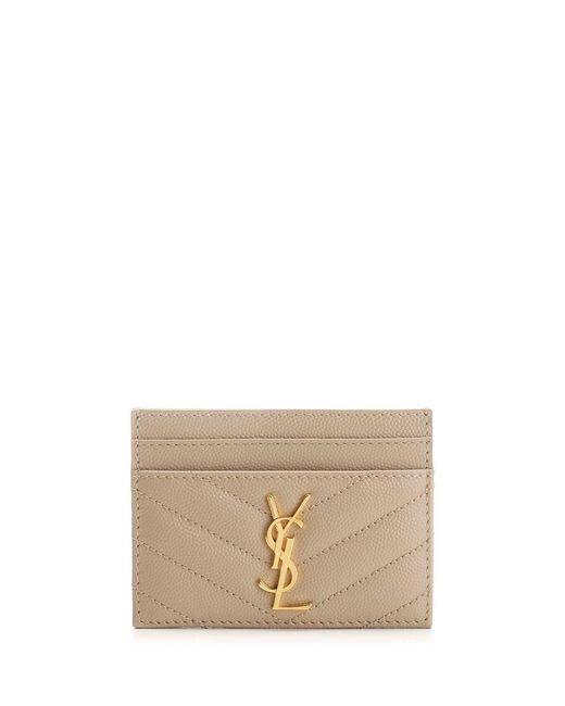Saint Laurent Natural Monogram Card Case