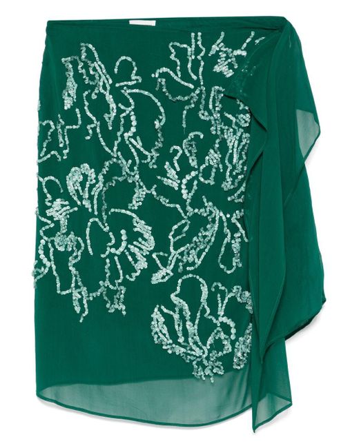 Dries Van Noten Green Sima Ebmroidered Skirt