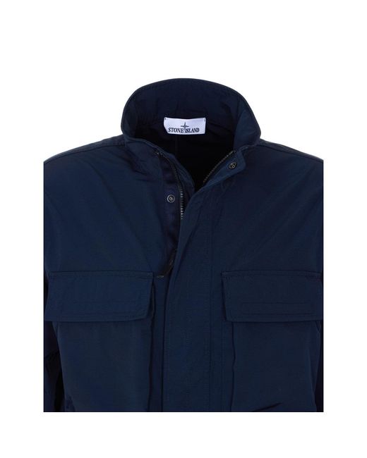 Stone Island Blue Logo Micro Twill Jacket for men