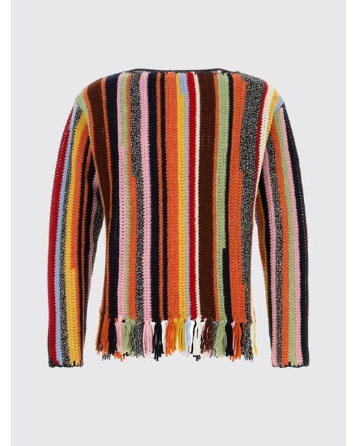Prada Red Striped Wool And Cashmere Crewneck Sweater for men