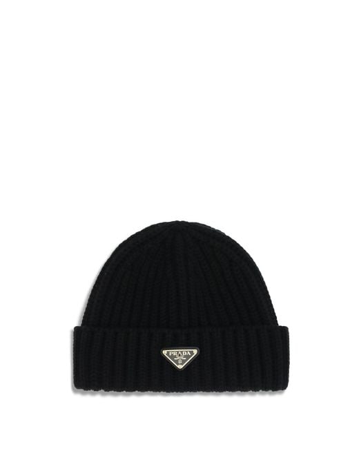 Prada Black Virgin Wool Beanie Hat