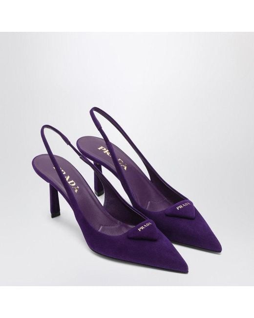 Prada Purple Suede Slingback Pumps
