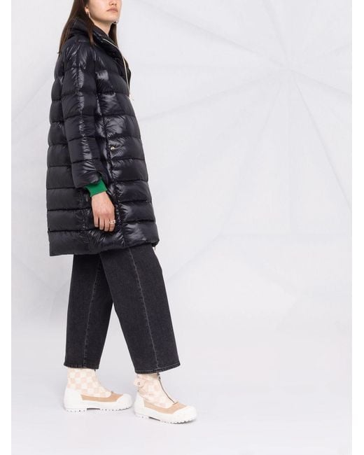 Herno Black Coat Knee-Length Down
