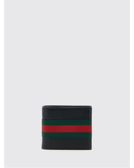 Gucci White Web Trademark Bi-Fold Calfskin Wallet for men