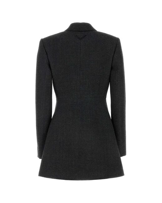 Prada Black Virgin Wool Single-Breasted Blazer