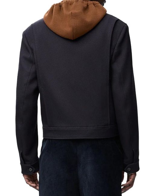 Loewe Blue Wool Zip-Up Jacket for men