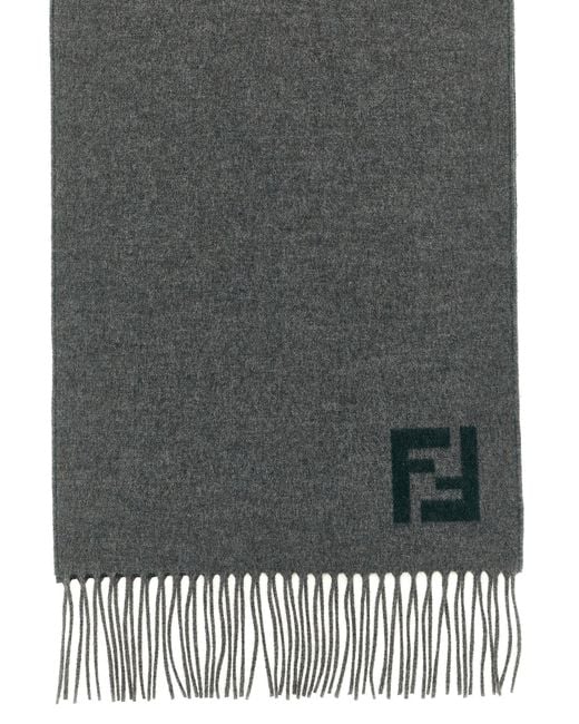 Fendi Gray Double-Sided Scarf