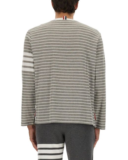 Thom Browne Gray Striped T-Shirt for men