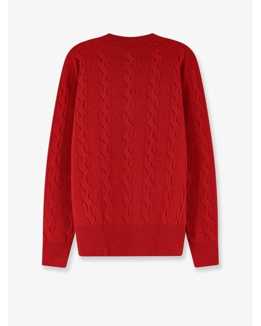 AMI Red Wool Sweater With Cable Knit for men