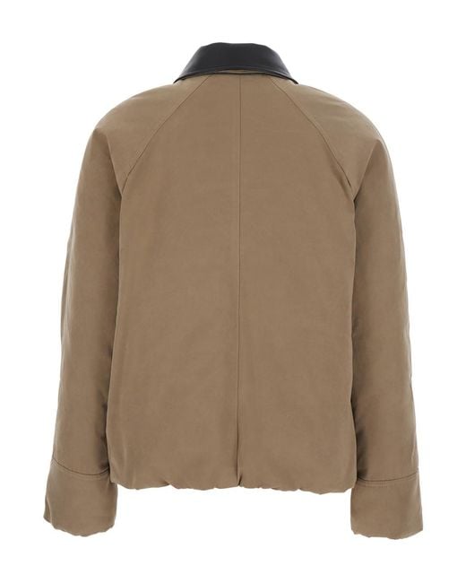 Brunello Cucinelli Brown Jacket With Leather Collar