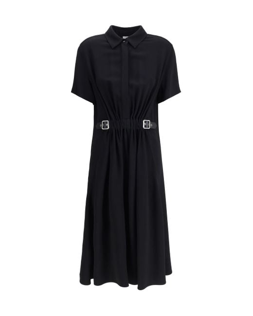 Loewe Black Belted Dress Lightweight Stretch Viscose Cady
