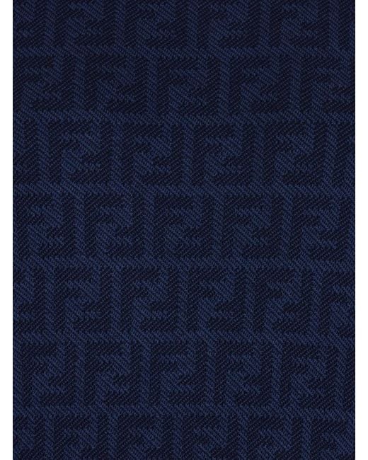 Fendi Blue Crewneck Sweater With All-Over Ff Motif