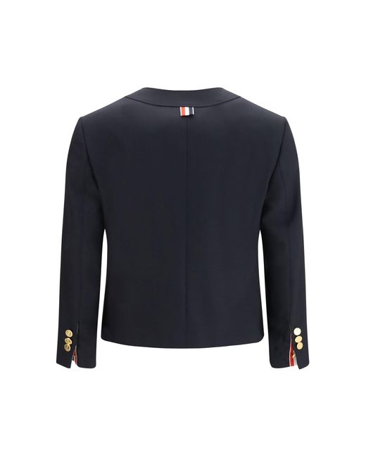 Thom Browne Blue Hopsack Cardigan Jacket