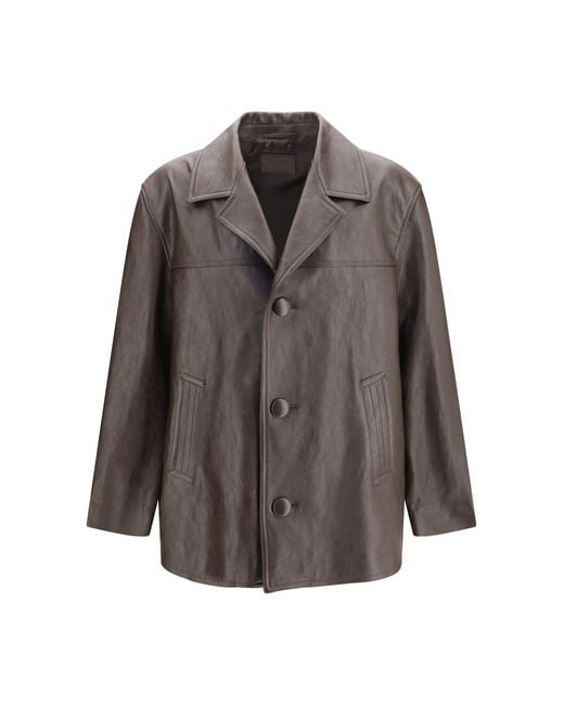 Prada Brown Leather Caban Jacket for men