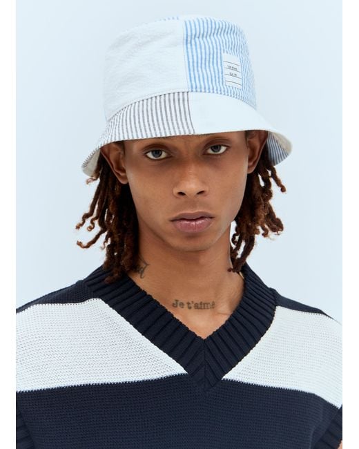 Thom Browne Blue Quarter Bucket Hat for men