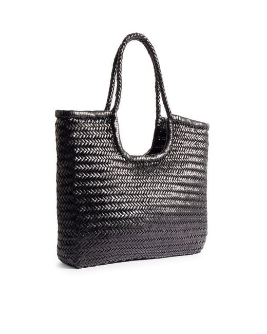 Dragon Diffusion Black Ns Diagonal Leather Tote Bag