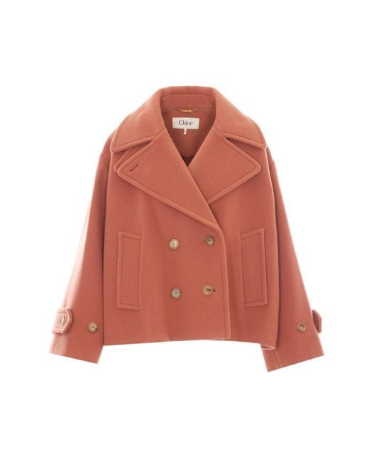 Chloé Orange Double Breasted Button Jacket