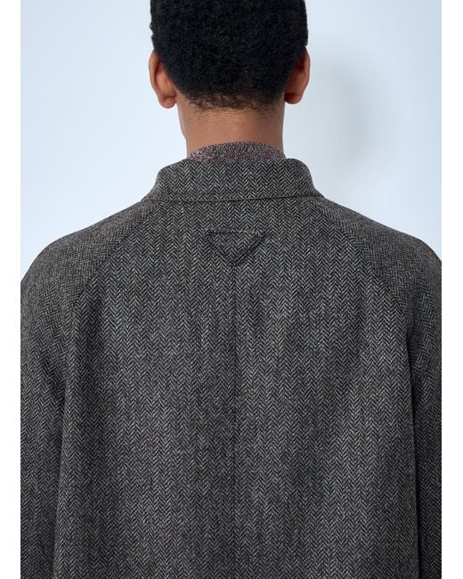 Prada Blue Reversible Buttoned Coat for men