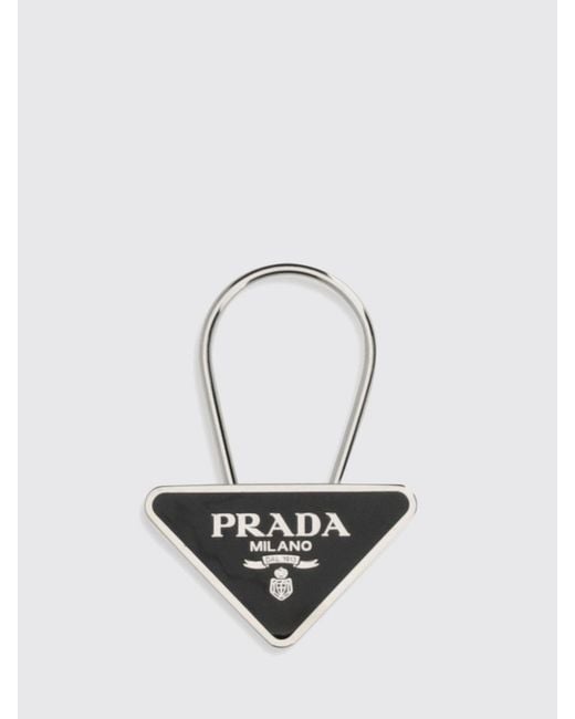 Prada White Triangular Keychain for men
