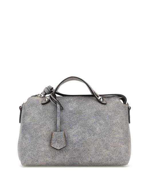 Fendi Gray Printed Leather Medium By The Way Handbag